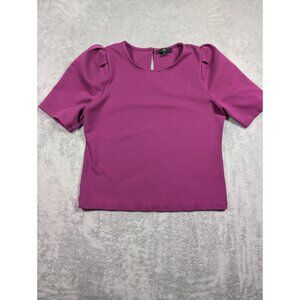 J Crew Blouse Womens Size Medium Purple Puff Sleeves Mature Career
